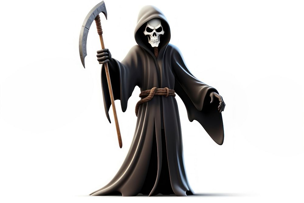 Grim reaper cartoon 3d realistic costume adult white background. AI generated Image by rawpixel.