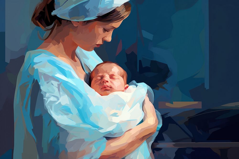 Hospital baby newborn adult. AI generated Image by rawpixel.