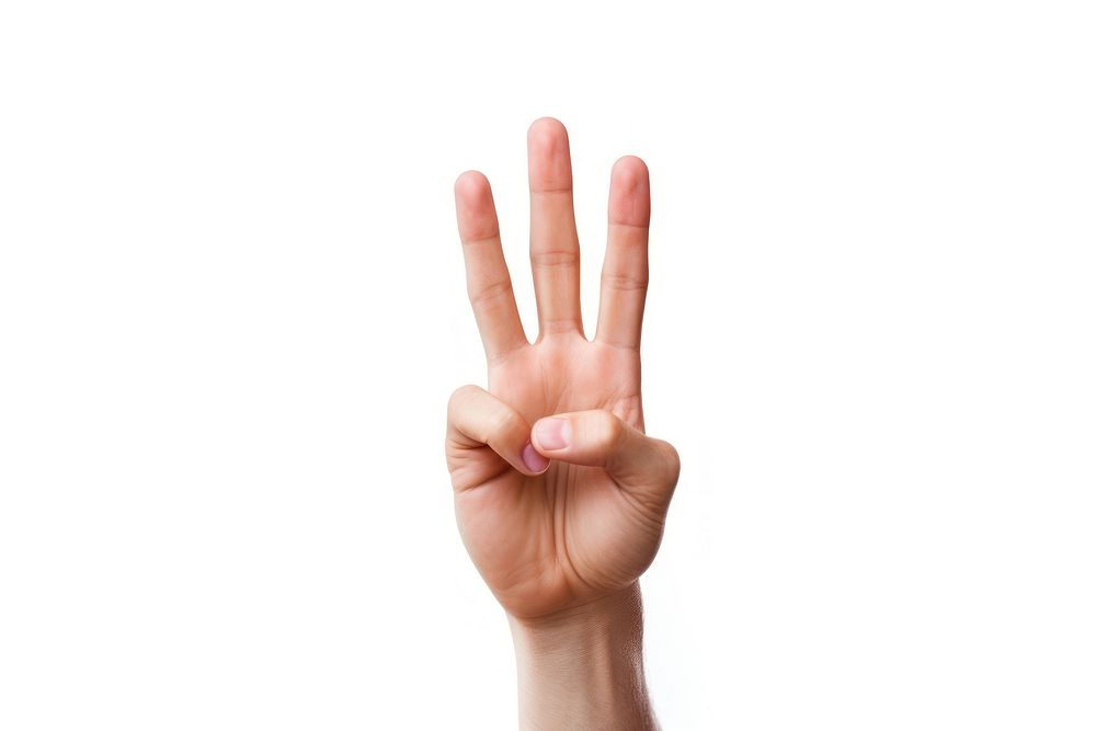 Hand peace sign finger white background gesturing. AI generated Image by rawpixel.