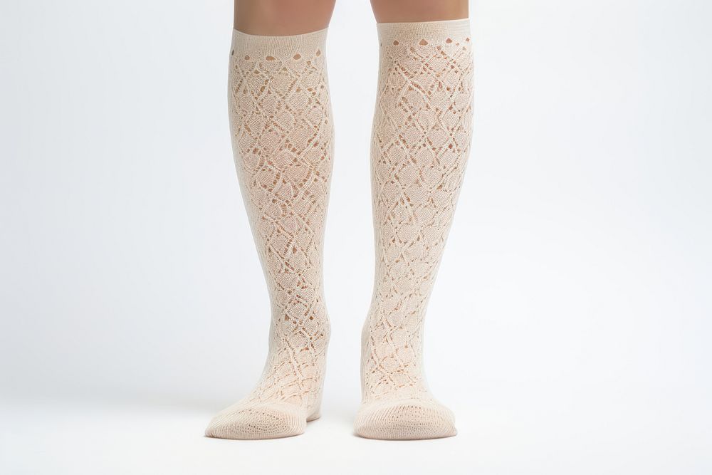 High knee lacy sock clothing apparel white background. AI generated Image by rawpixel.
