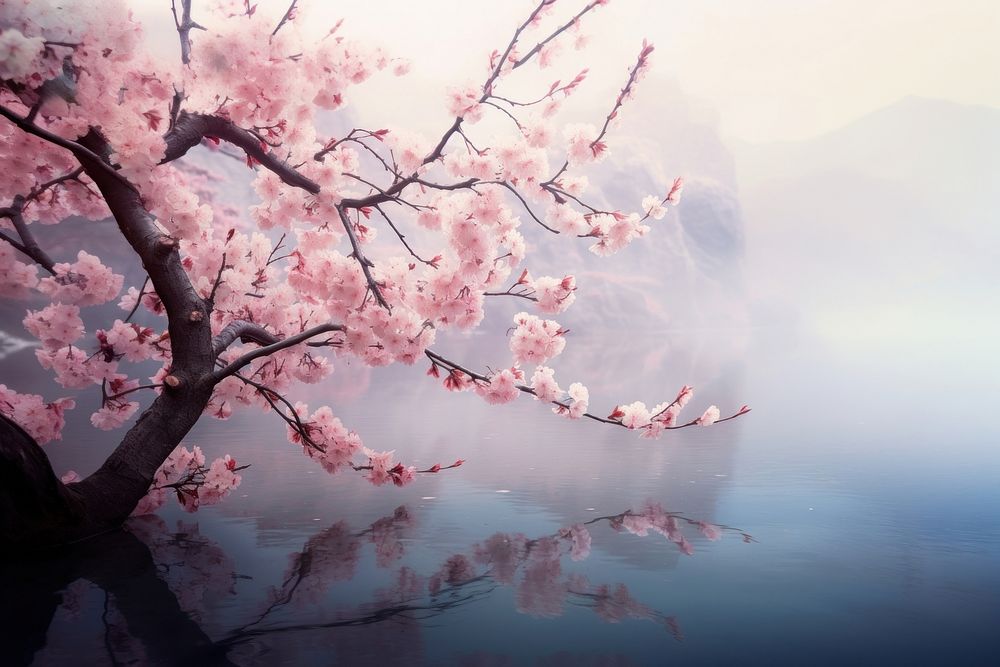 Korean cherry blossom outdoors nature flower. AI generated Image by rawpixel.