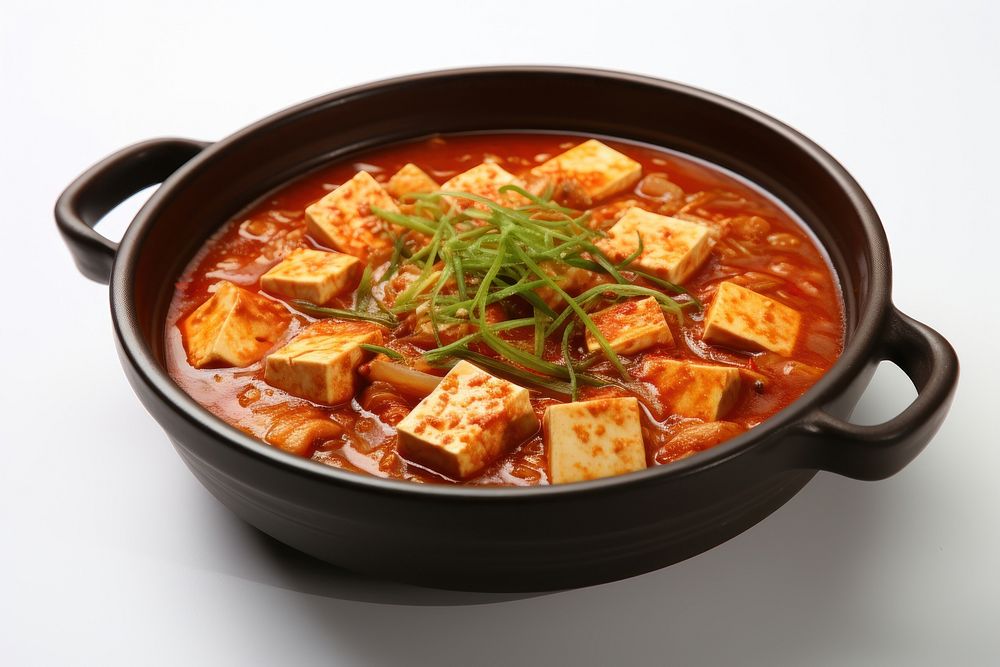 Korean kimchi tofu stew food soup meat. AI generated Image by rawpixel.