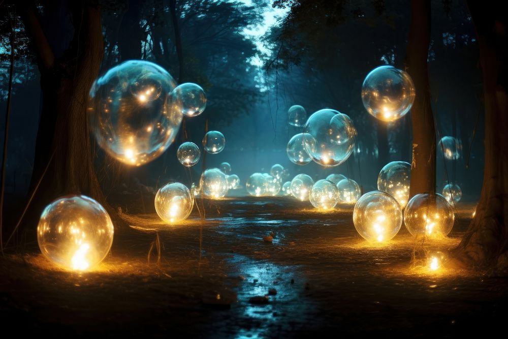 Magical realism night illuminated outdoors. AI generated Image by rawpixel.