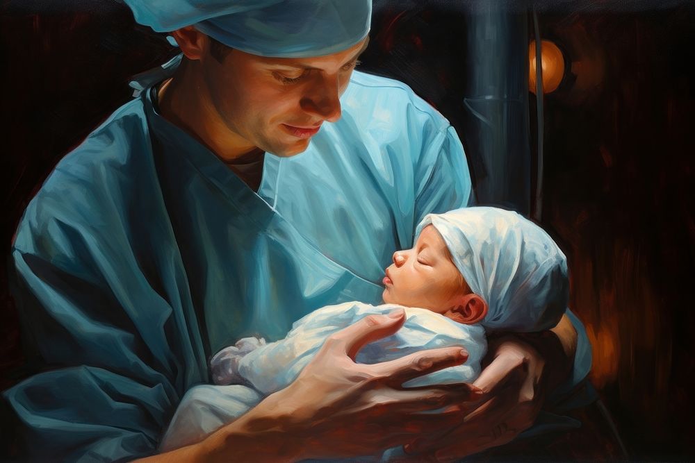 Newborn baby hospital portrait. AI generated Image by rawpixel.