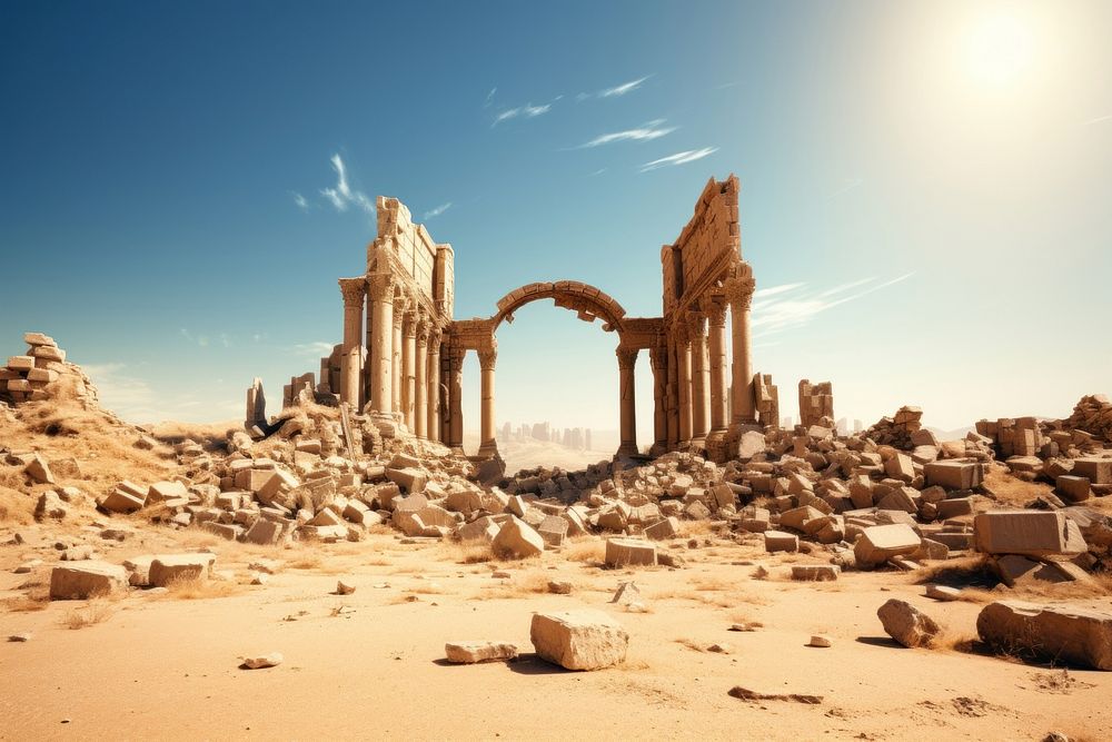 Ancient ruins architecture outdoors nature. AI generated Image by rawpixel.
