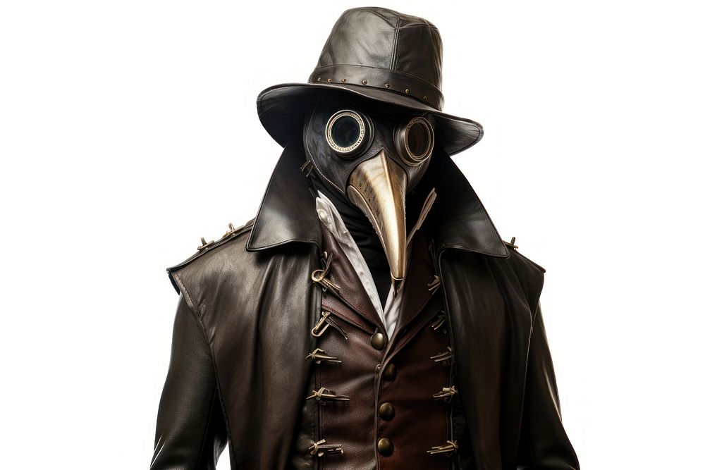 Mask plague doctor costume jacket white background. AI generated Image by rawpixel.