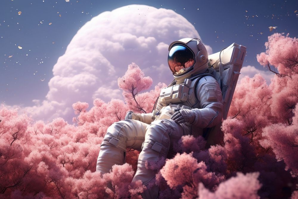 Astronaut outdoors fantasy nature. AI generated Image by rawpixel.