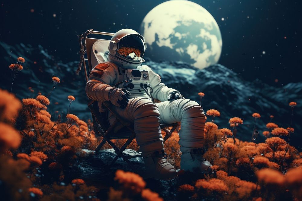 Night moon astronomy astronaut. AI generated Image by rawpixel.