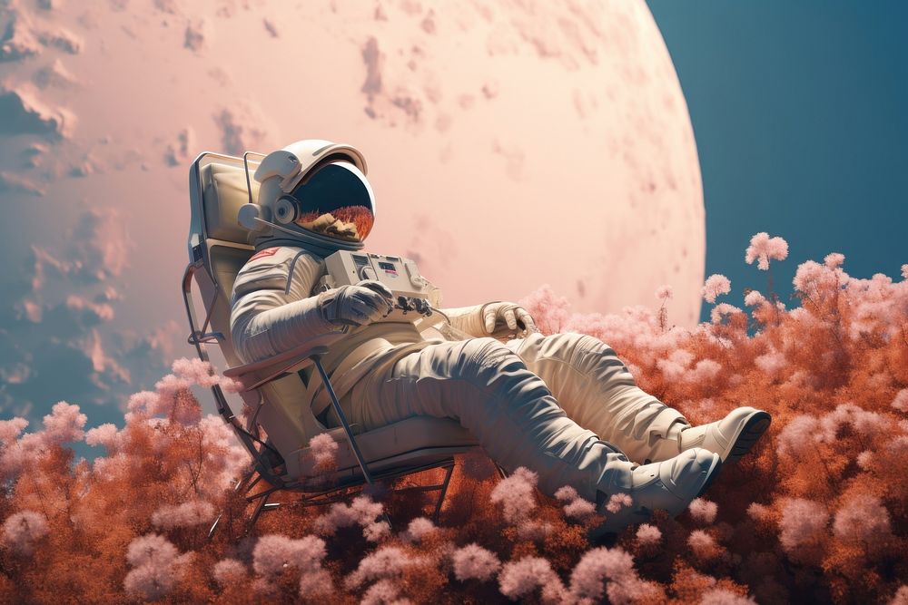 Moon astronomy astronaut outdoors. AI generated Image by rawpixel.