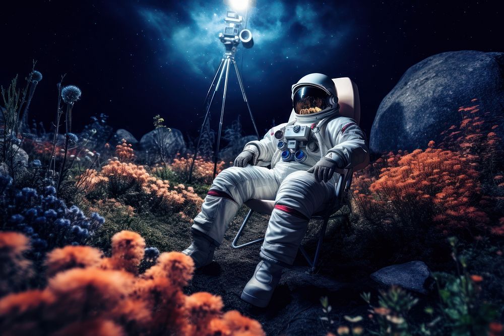 Night astronaut outdoors nature. AI generated Image by rawpixel.