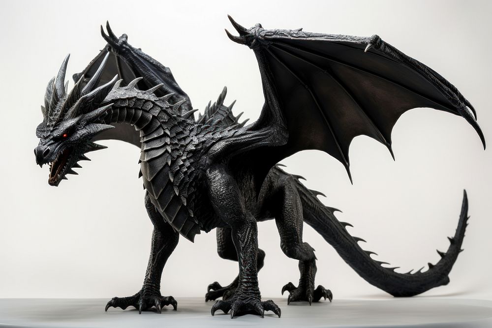 Black dragon dinosaur animal representation. AI generated Image by rawpixel.