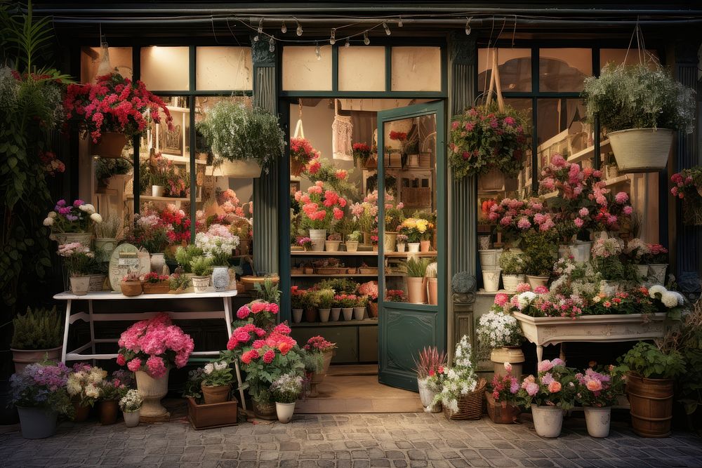 Flower shop plant architecture arrangement. AI generated Image by rawpixel.