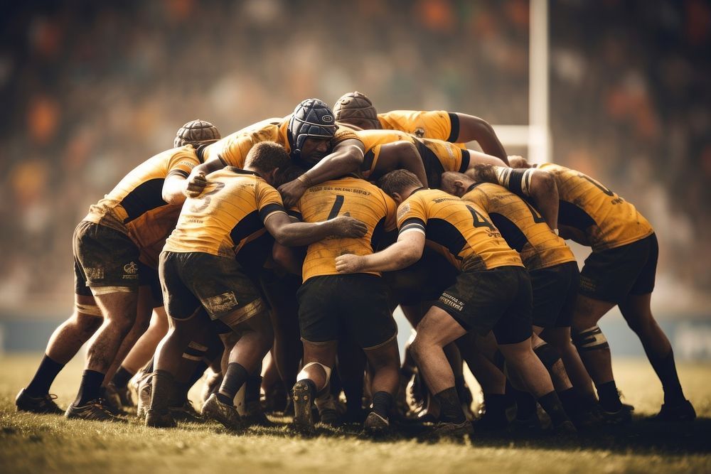 Rugby team competition cooperation. AI generated Image by rawpixel.