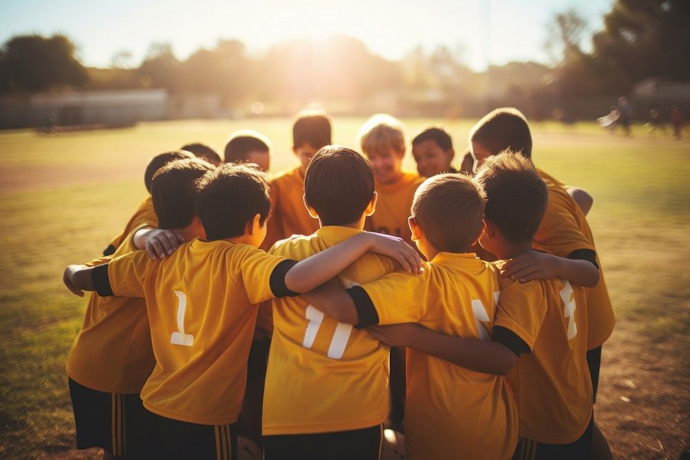 Team football yellow huddle. AI generated Image by rawpixel.