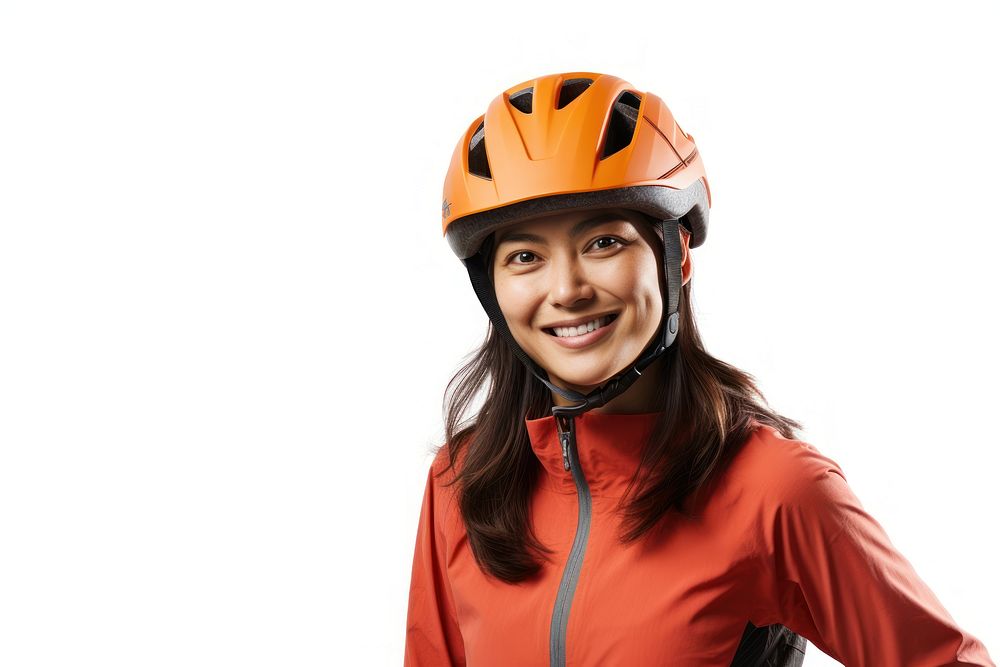 Helmet adult woman white background. AI generated Image by rawpixel.