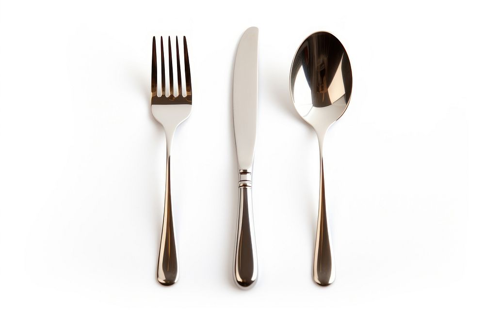 Spoon fork knife white background. AI generated Image by rawpixel.