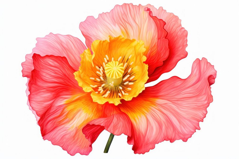 Vibrant Iceland pink red yellow white Poppy Flower flower poppy petal. AI generated Image by rawpixel.