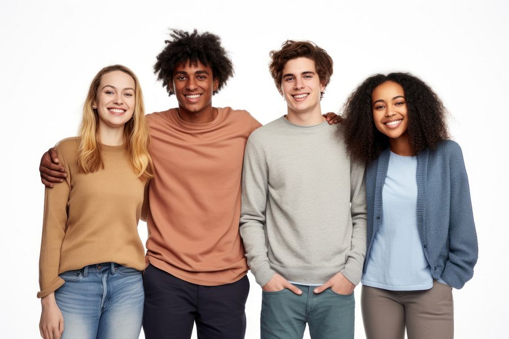 Group multiethnic friends laughing sweater smile. AI generated Image by rawpixel.