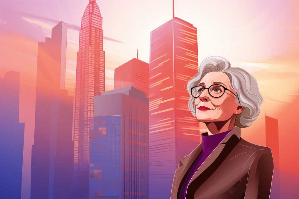 Skyscraper female adult city. AI generated Image by rawpixel.