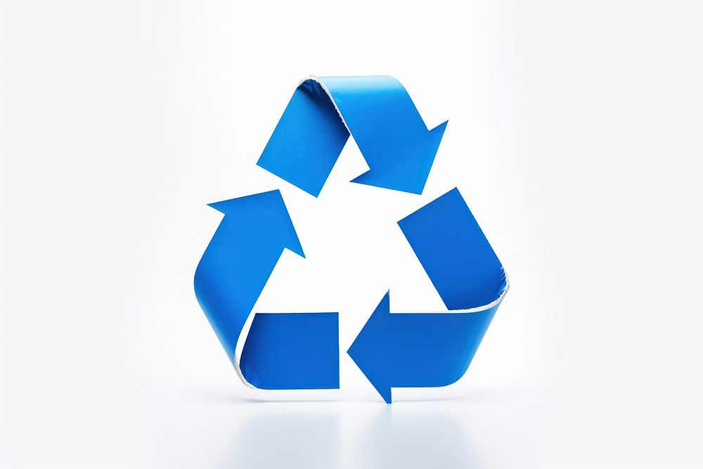Recycle Symbol symbol blue white background. AI generated Image by rawpixel.