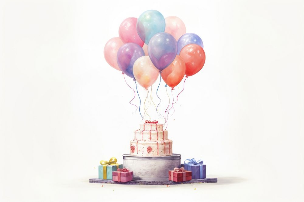 Birthday balloon dessert cake. AI generated Image by rawpixel.
