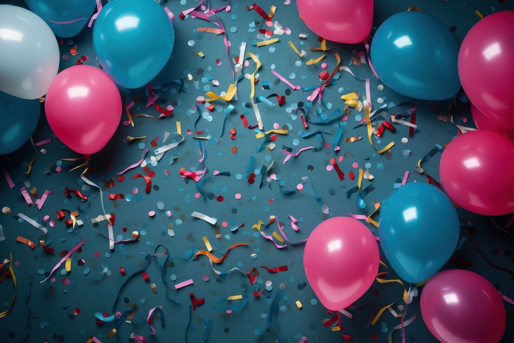 Confetti balloon celebration anniversary. AI generated Image by rawpixel.