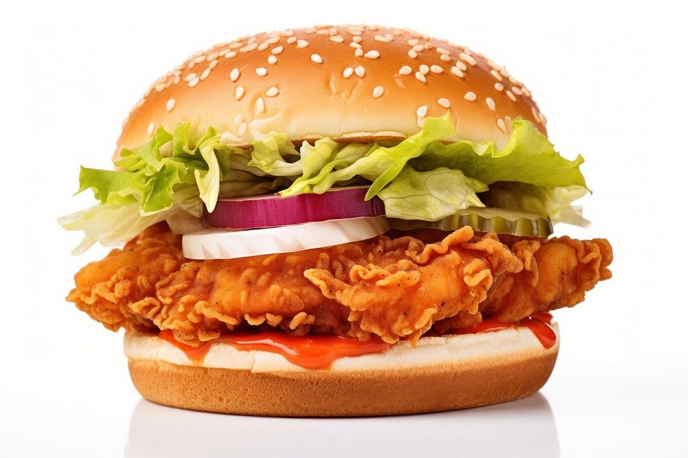 Crispy chicken burger food hamburger vegetable. AI generated Image by rawpixel.