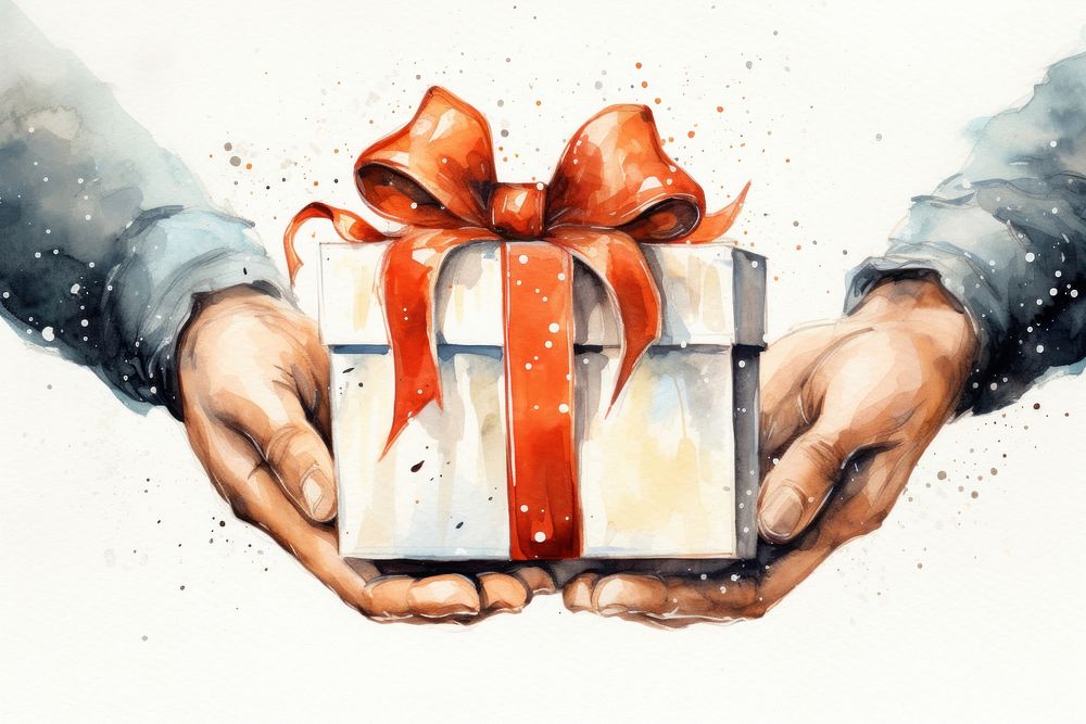 Hand holding a gift box paper adult celebration. AI generated Image by rawpixel.
