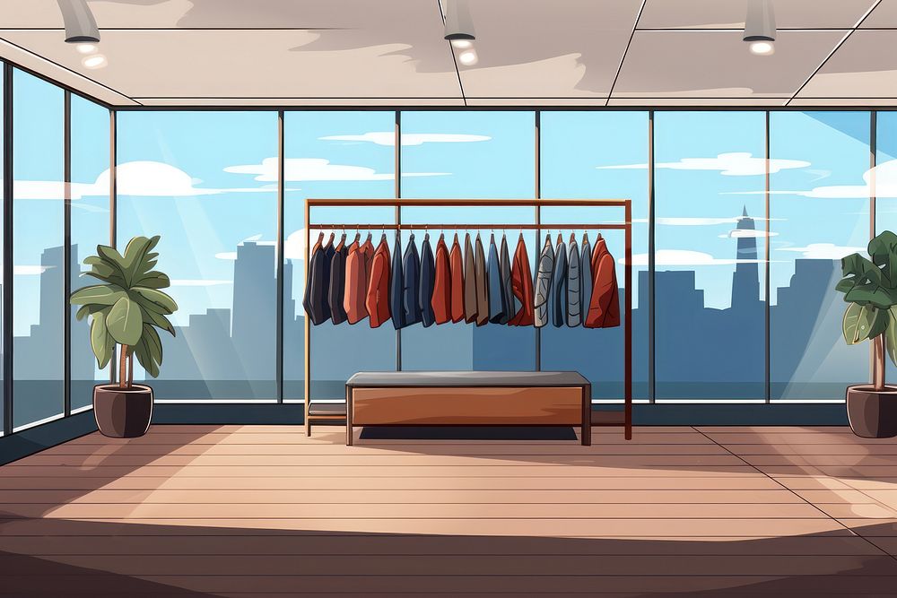 Clothing store architecture coathanger furniture. AI generated Image by rawpixel.