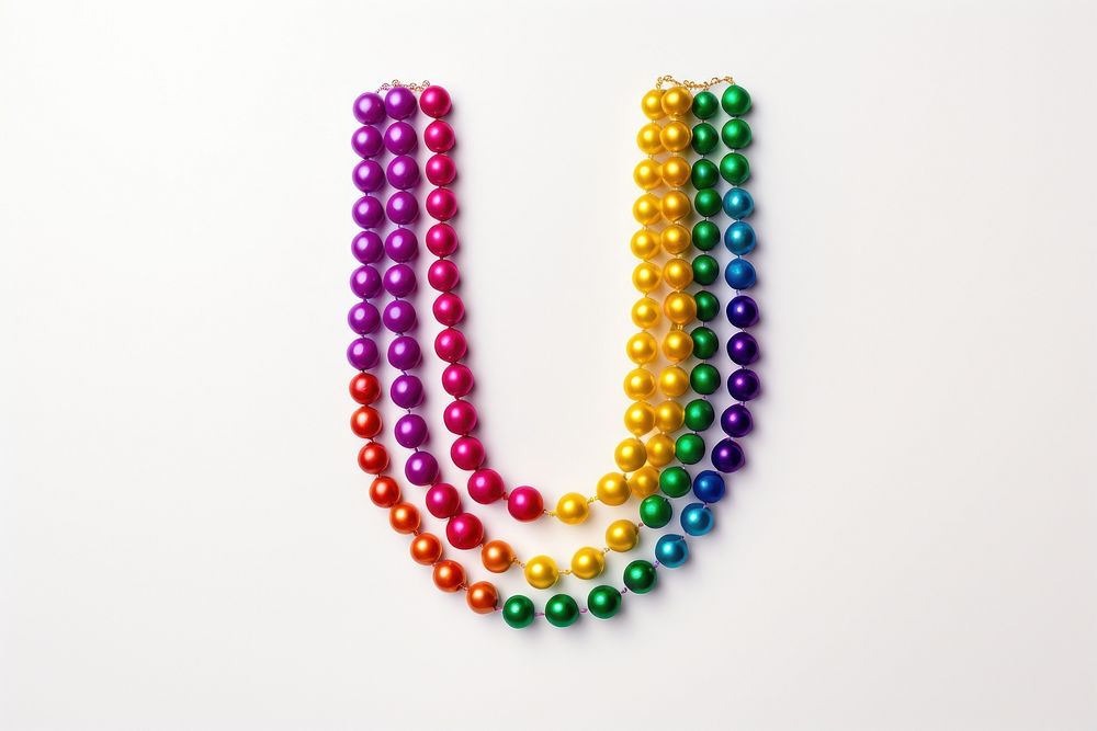 Mardi gras beads necklace jewelry white background. AI generated Image by rawpixel.