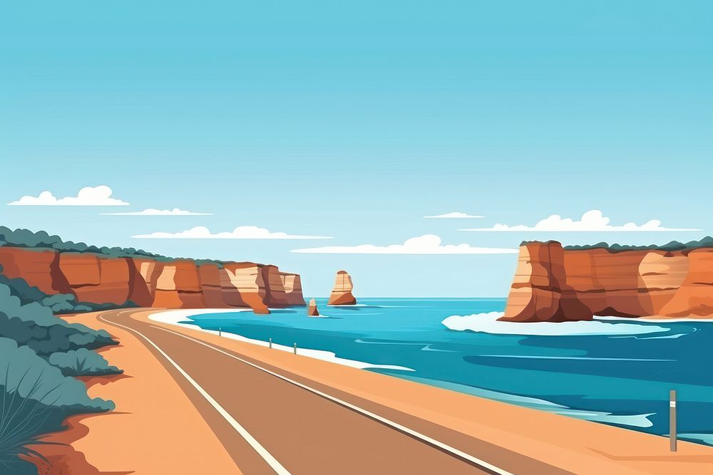 Man Great Ocean Road ocean road landscape. AI generated Image by rawpixel.