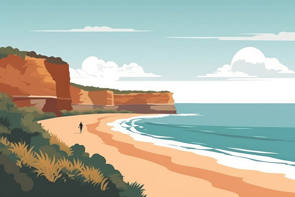 Man Great Ocean Road ocean landscape outdoors. AI generated Image by rawpixel.