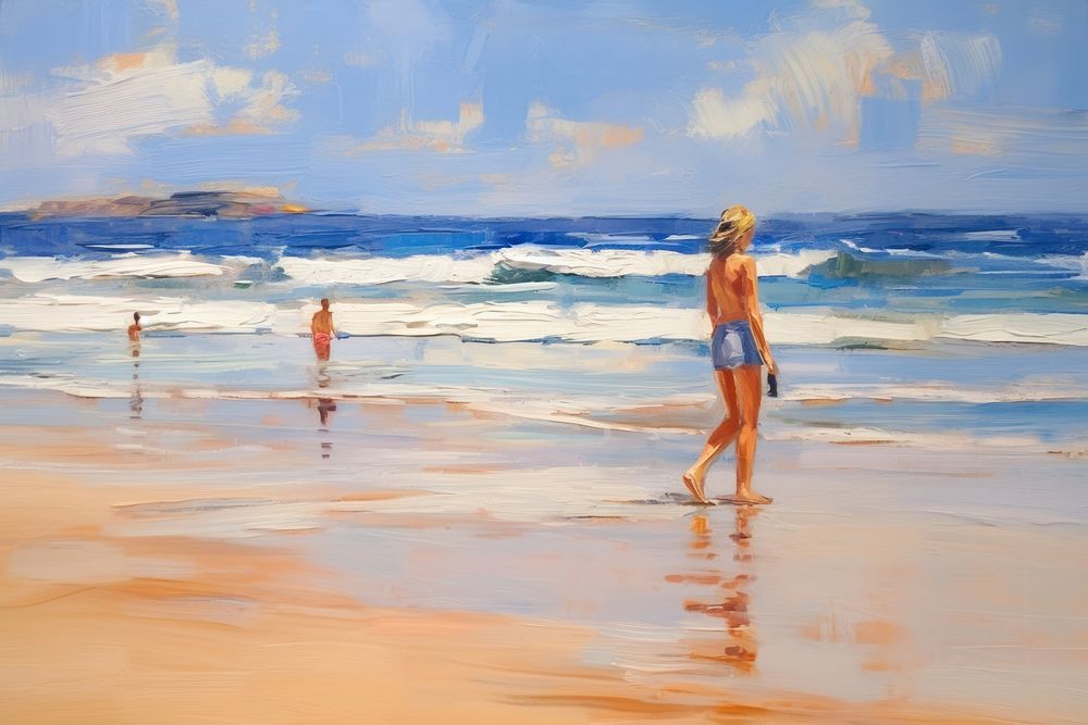 Beach outdoors swimwear painting. AI generated Image by rawpixel.