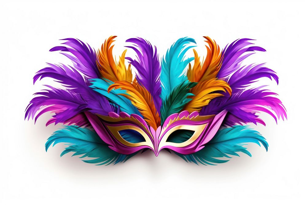 Mardi gras feather mask carnival white background celebration. AI generated Image by rawpixel.