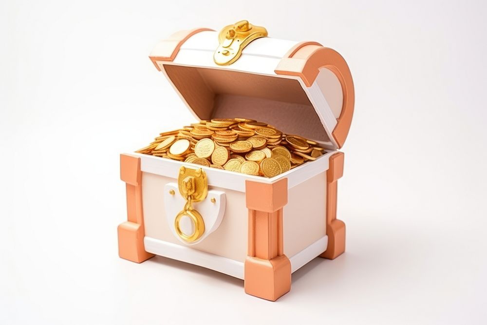 Treasure chest white background investment container. AI generated Image by rawpixel.