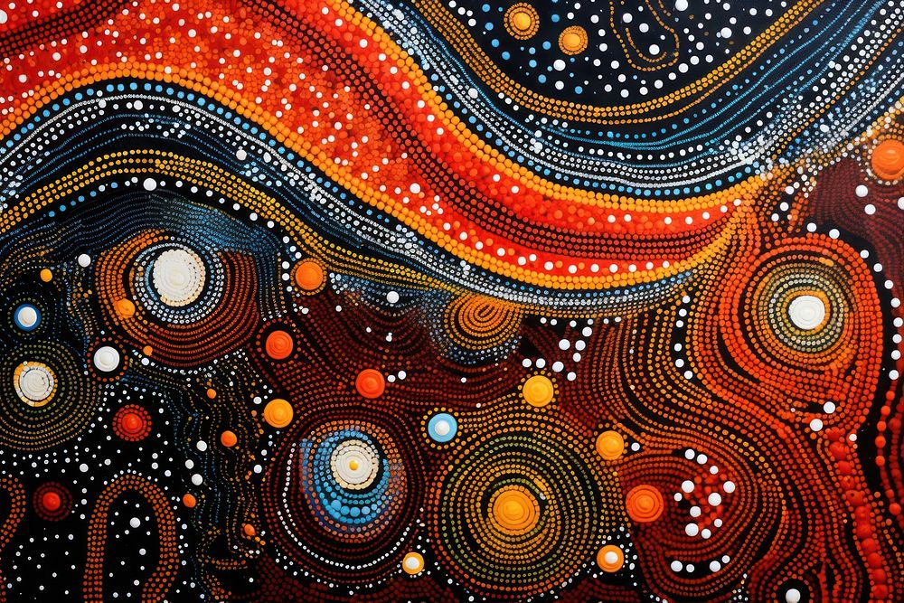 Aboriginal art pattern illuminated backgrounds. AI generated Image by rawpixel.