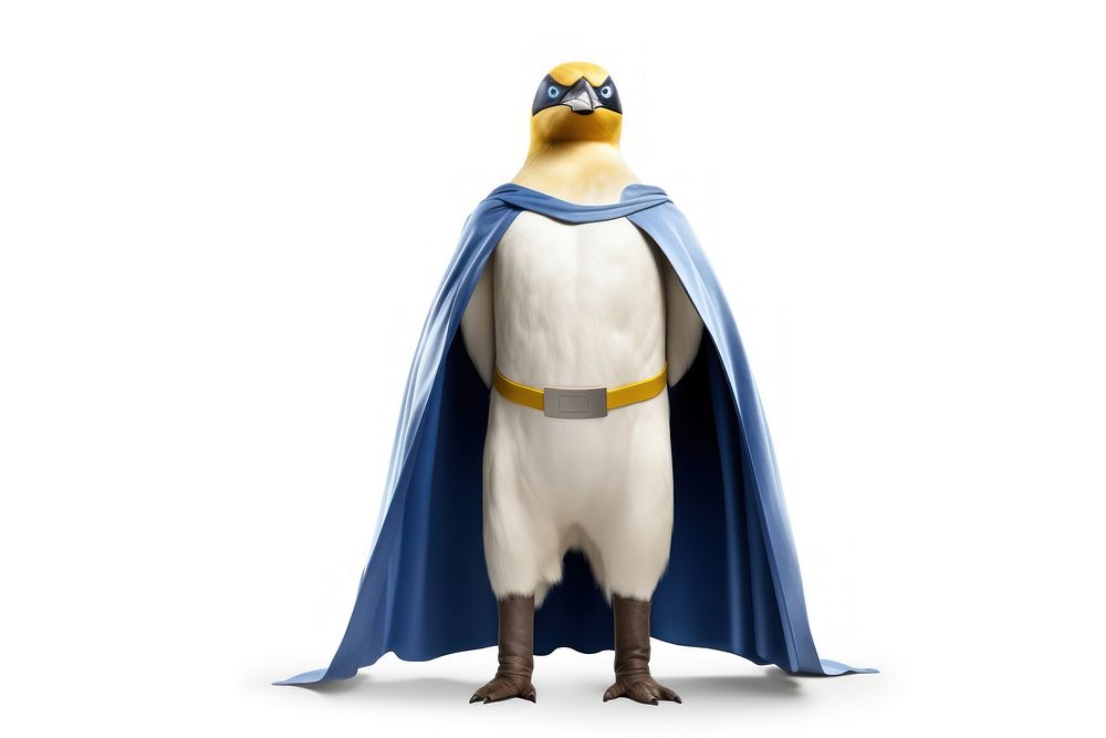 Superhero penguin bird white background. AI generated Image by rawpixel.