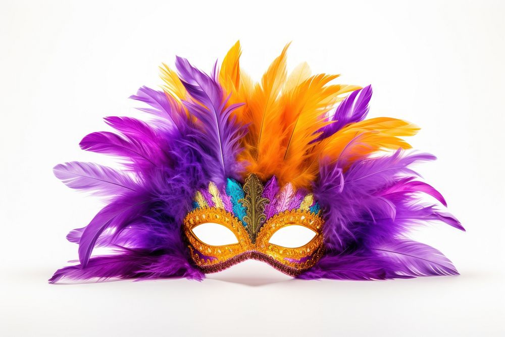 Mardi gras feather mask carnival purple white background. AI generated Image by rawpixel.