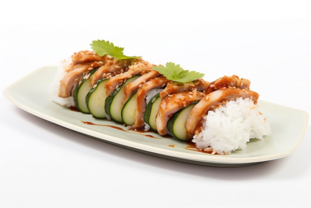 Unagi Eel Sashimi vegetable sushi plate. AI generated Image by rawpixel.