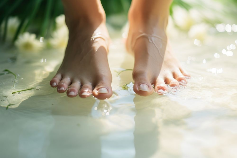 Foot spa hand relaxation sunlight. AI generated Image by rawpixel.