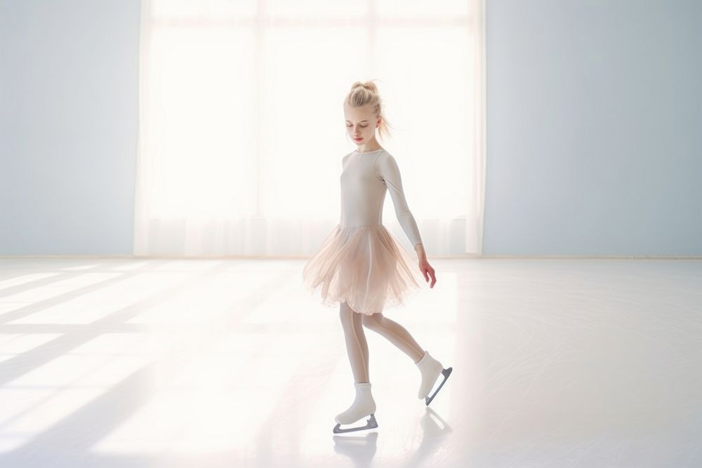 Girl playing ice skate dancing sports entertainment. AI generated Image by rawpixel.