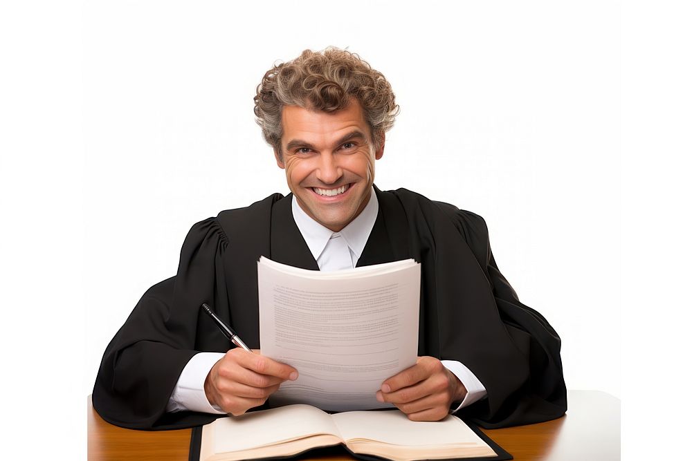 Smiley female judge reading paper adult. AI generated Image by rawpixel.