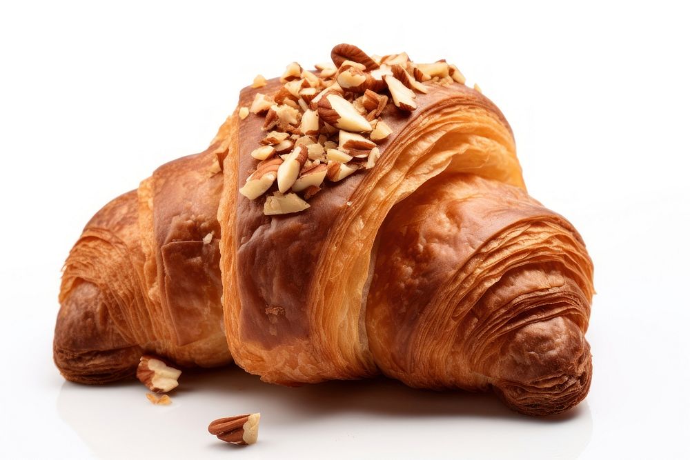 Chocolate croissants bread food white background. AI generated Image by rawpixel.