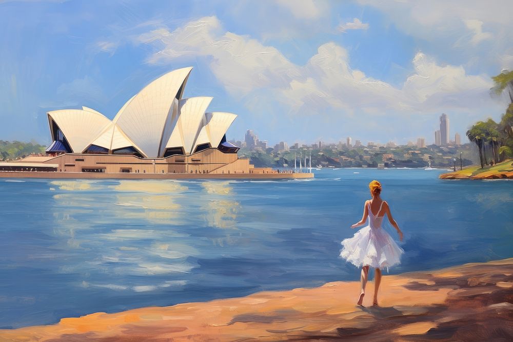 Woman Sydney Opera House painting opera sydney opera house. AI generated Image by rawpixel.