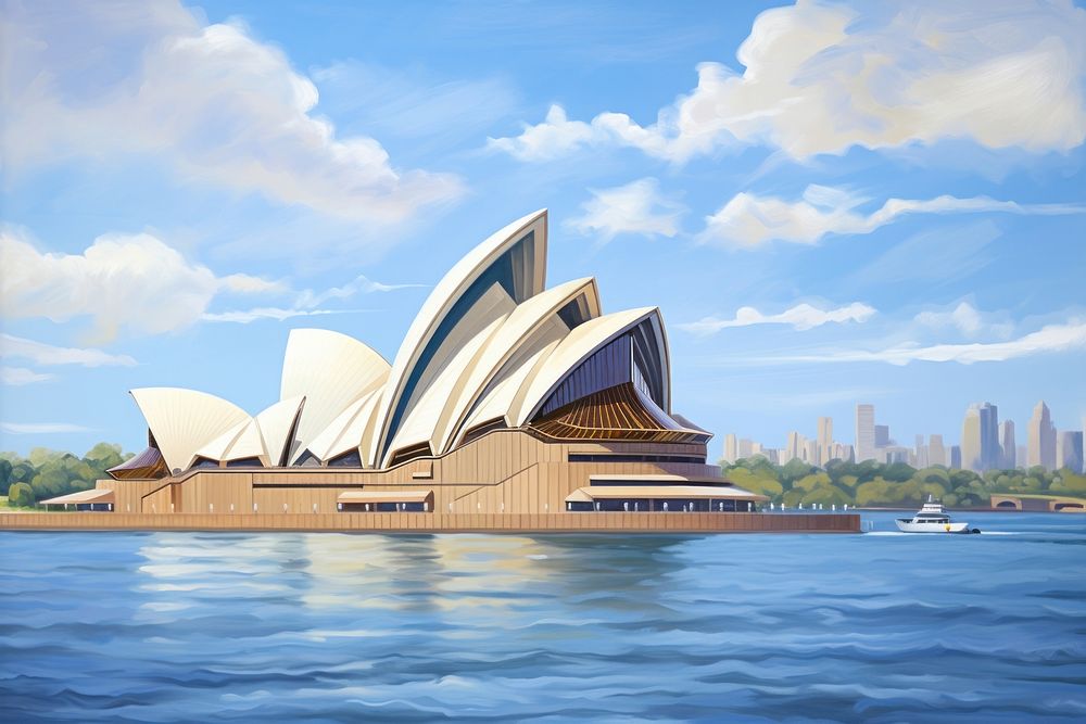 Woman Sydney Opera House architecture building landmark. AI generated Image by rawpixel.