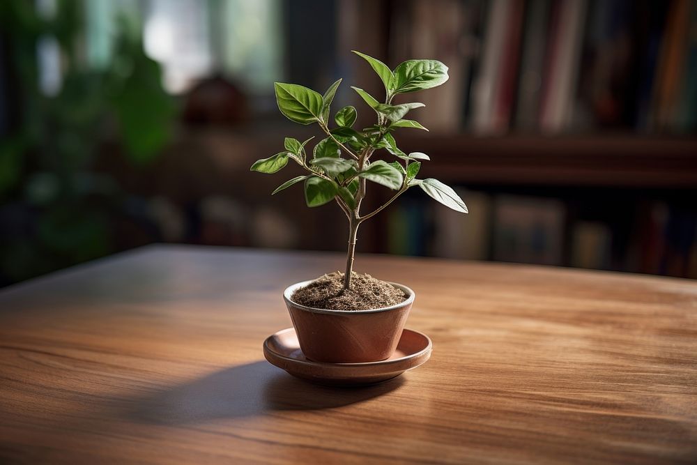 Plant bonsai table leaf. AI generated Image by rawpixel.