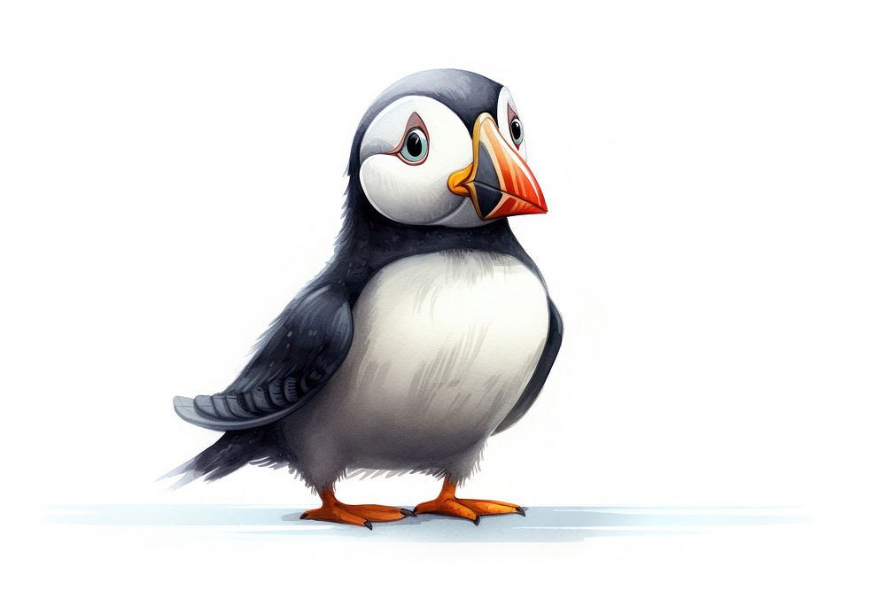 Tiny puffin cartoon animal bird. AI generated Image by rawpixel.