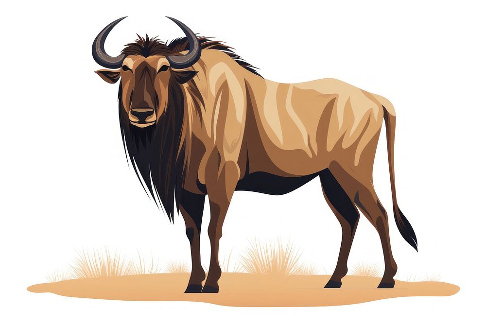 Wildebeest livestock wildlife animal. AI generated Image by rawpixel.