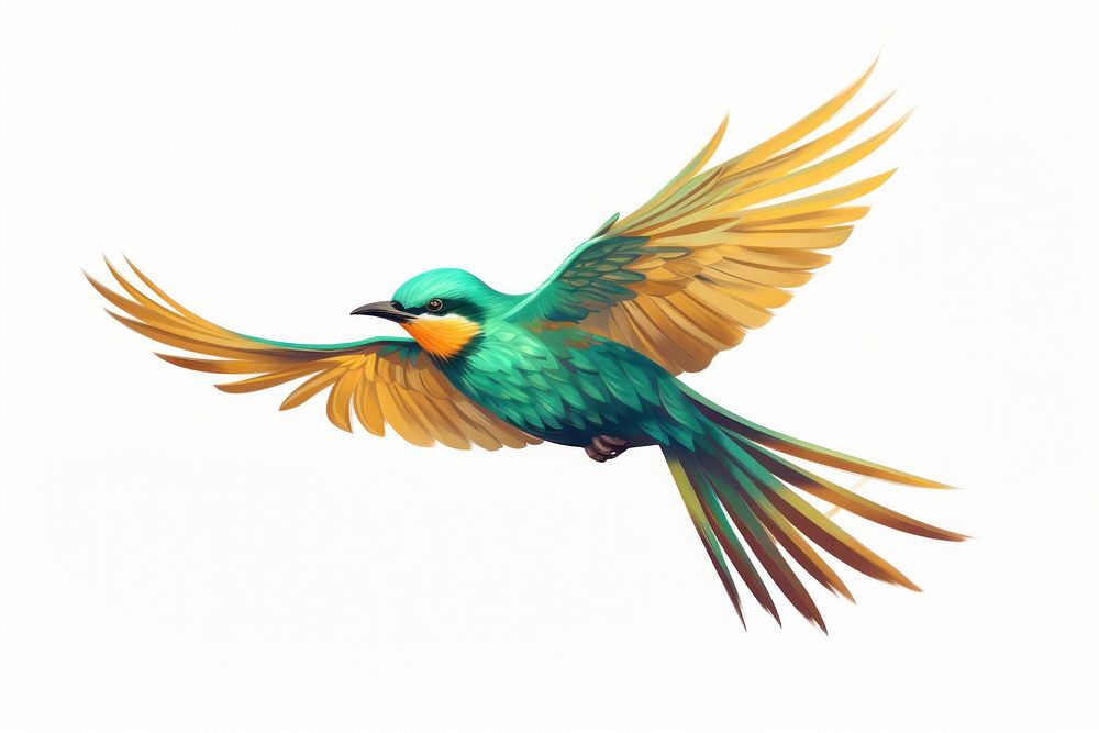 Green bird animal flying nature. AI generated Image by rawpixel.