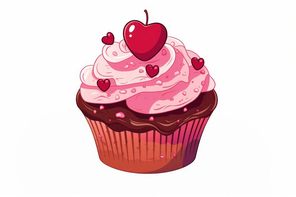 Cupcake dessert cherry cream. AI generated Image by rawpixel.
